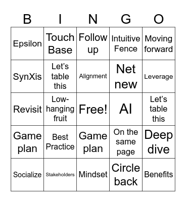 Marketing Leadership Meeting Bingo Card
