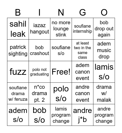 Le Masjid bingo Card