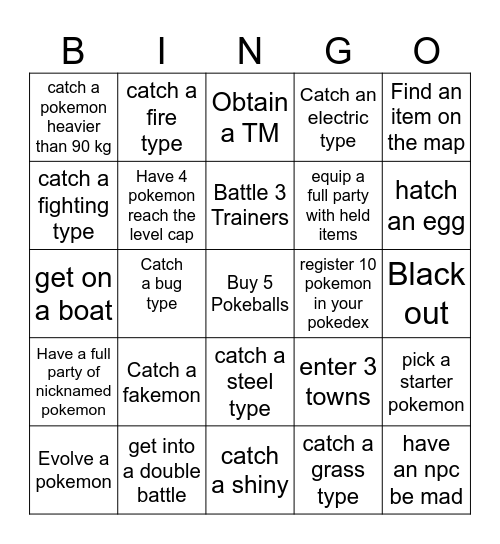 Pokemon Bingo Board Bingo Card