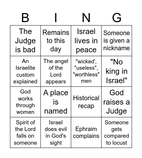 Judges Bingo Card
