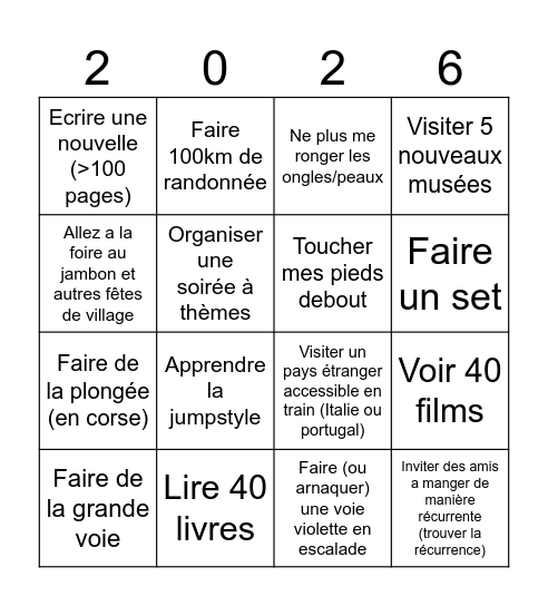 RESOLUTIONS 2026 Bingo Card