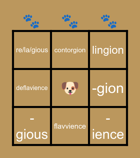bingo the dog Bingo Card