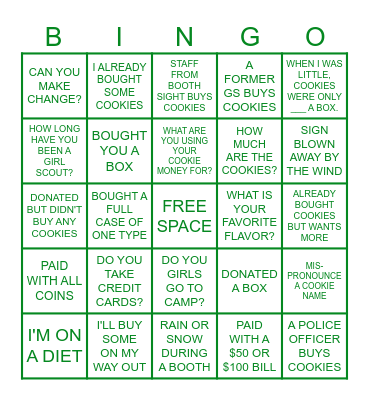 COOKIE BOOTH BINGO Card