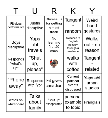 Turcotte Bingo Card
