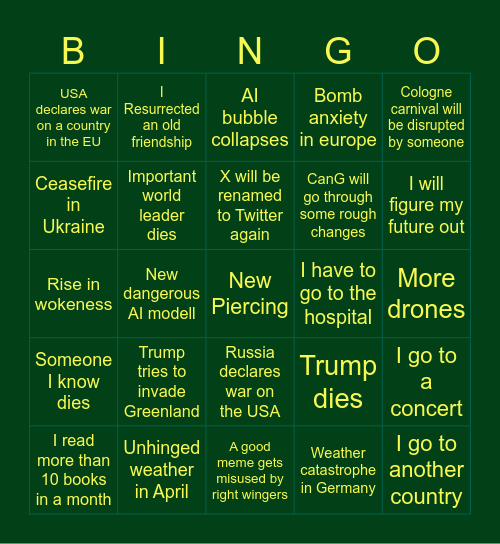 2026 Bingo Card