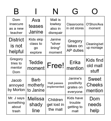 S5E9 Bingo Card