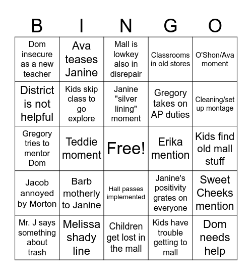 S5E9 Bingo Card