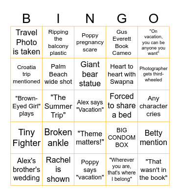 People We Meet on Vacation Bingo Card