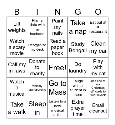 Hope's Bingo Card