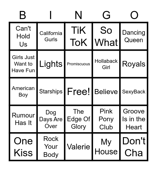 Pop Bingo Card