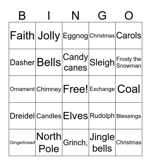 Mr. Meier's Holiday Bingo Card