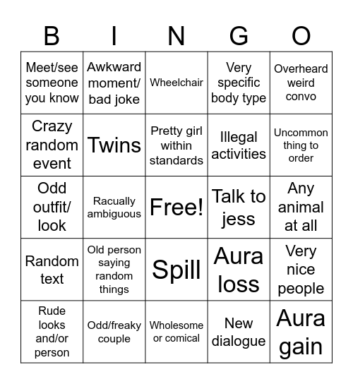 Target Bingo Card