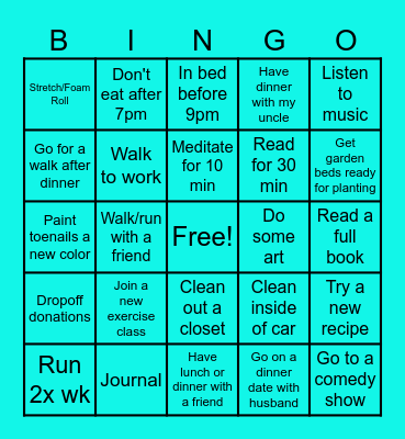 Winter Wellness Bingo Card
