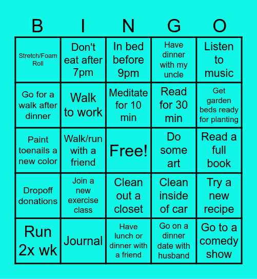 Winter Wellness Bingo Card