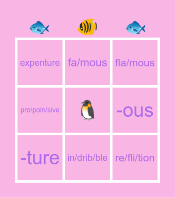 a+b Bingo Card