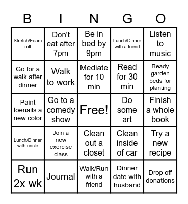 Winter Wellness Bingo Card
