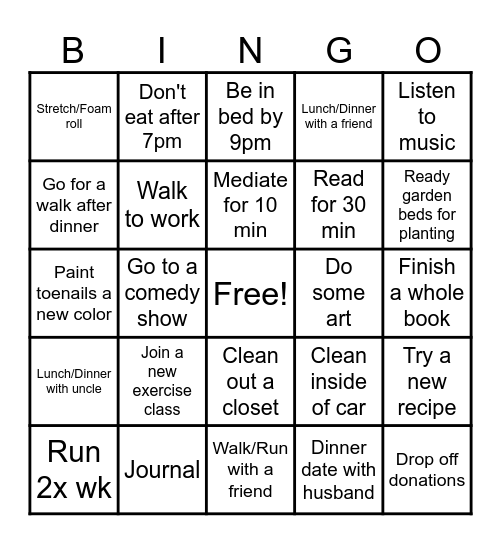 Winter Wellness Bingo Card