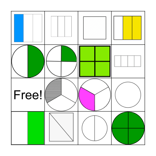 Fractions Bingo Card