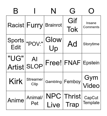 Tiktok Bingo Card