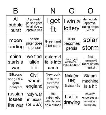 2026 Bingo Card