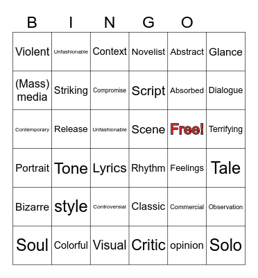 M. 6.UNIT 6 vocabulary1 Bingo Card
