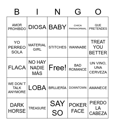 BINGO MUSICAL Bingo Card