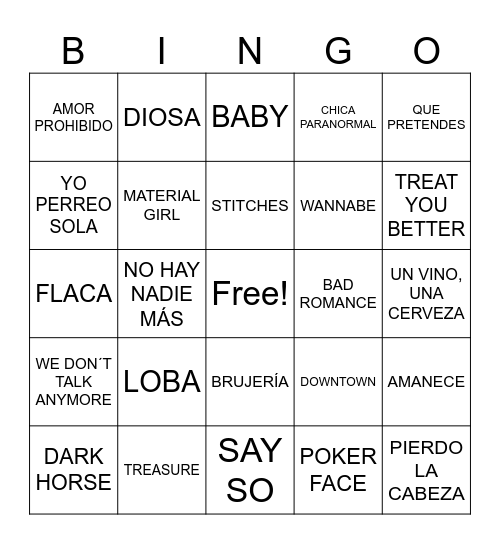 BINGO MUSICAL Bingo Card