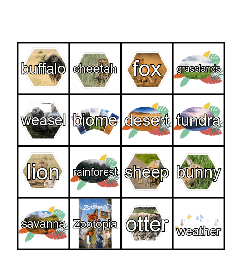 ZOOTOPIA BINGO Card