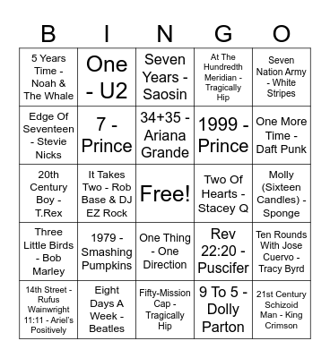 Take A Number Bingo Card