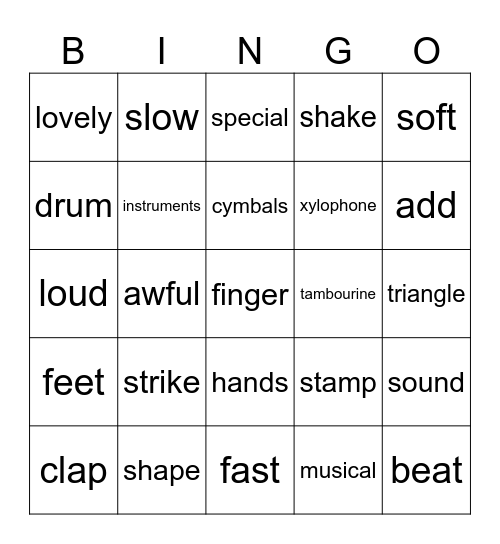 Music/Instruments Bingo Card