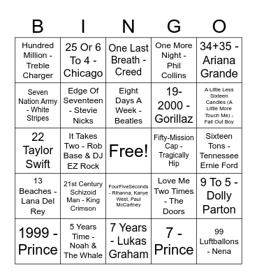 Take A NUMBER Bingo Card