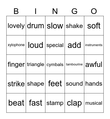 Music/Instruments Bingo Card