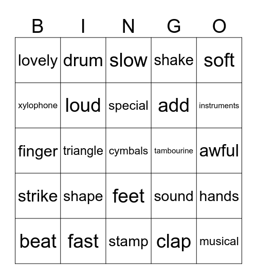 Music/Instruments Bingo Card