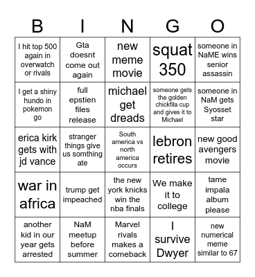 2026 Bingo Card