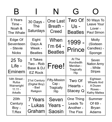 TAKE A NUMBER Bingo Card