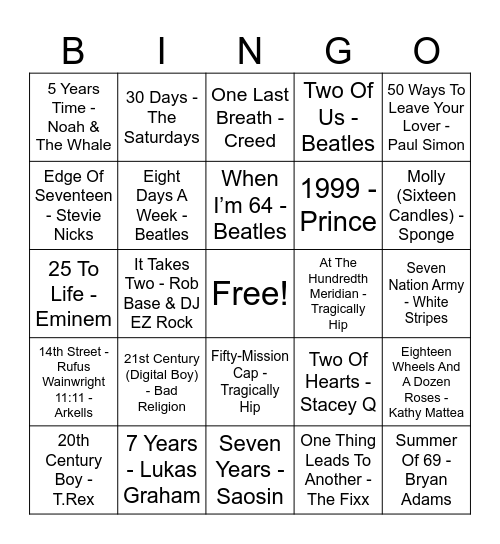 TAKE A NUMBER Bingo Card