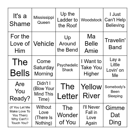 70's VOL. 2 Bingo Card