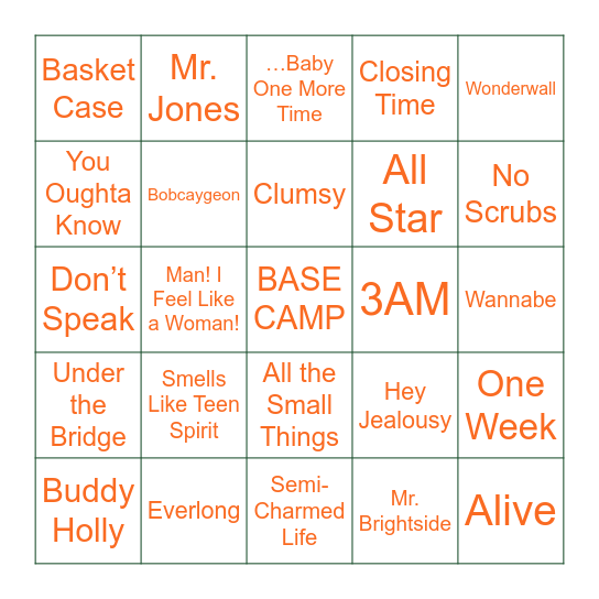 Round 1 Bingo Card