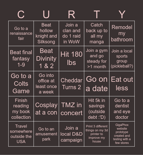 Curtiss' Bingo Boardddddd Bingo Card