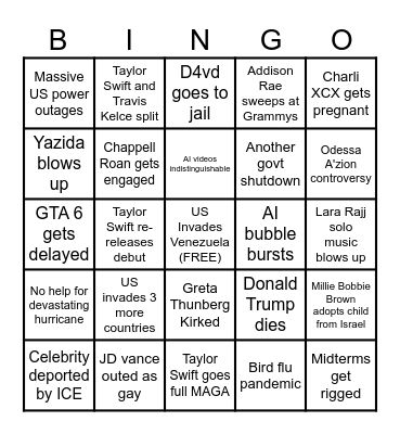 2026 Bingo Card