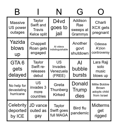 2026 Bingo Card