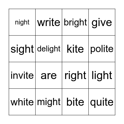 SPELLING #14 Bingo Card