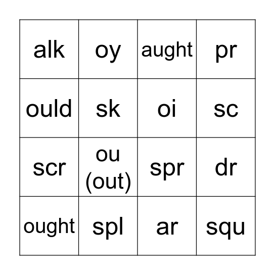 SPECIAL SOUNDS Bingo Card