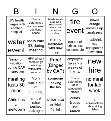 2026 Mol Dx Dumpster Fire Bingo Card