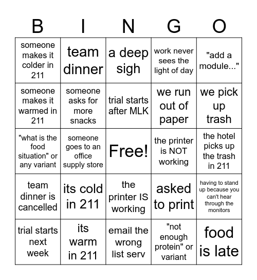 Trial Prep Bingo Card