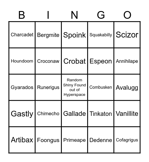 POKÉMON LEGENDS: Z-A – MEGA DIMENSION SHINY BINGO Card