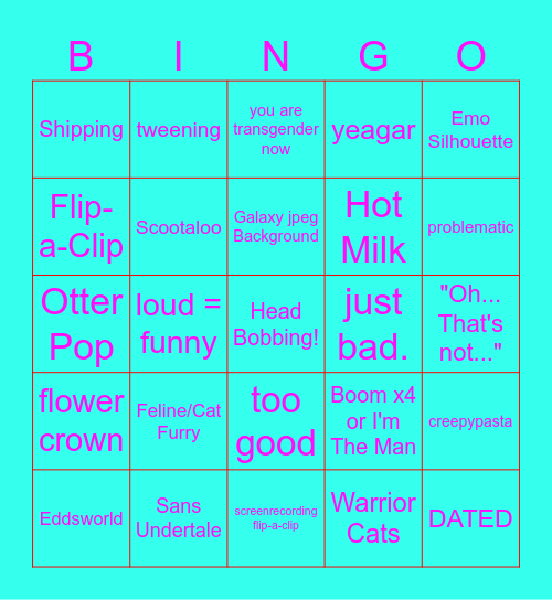 2016 Animation Meme Bingo Card