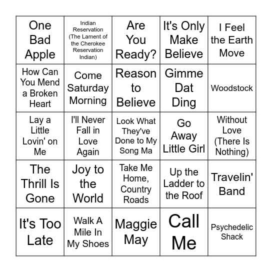 70'S VOL. 2 Bingo Card