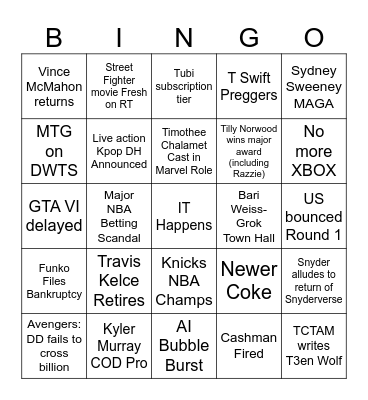TCTAM's 2026 Bingo Card Bingo Card