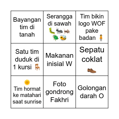 📸 2026 WOF Moment Bingo Card